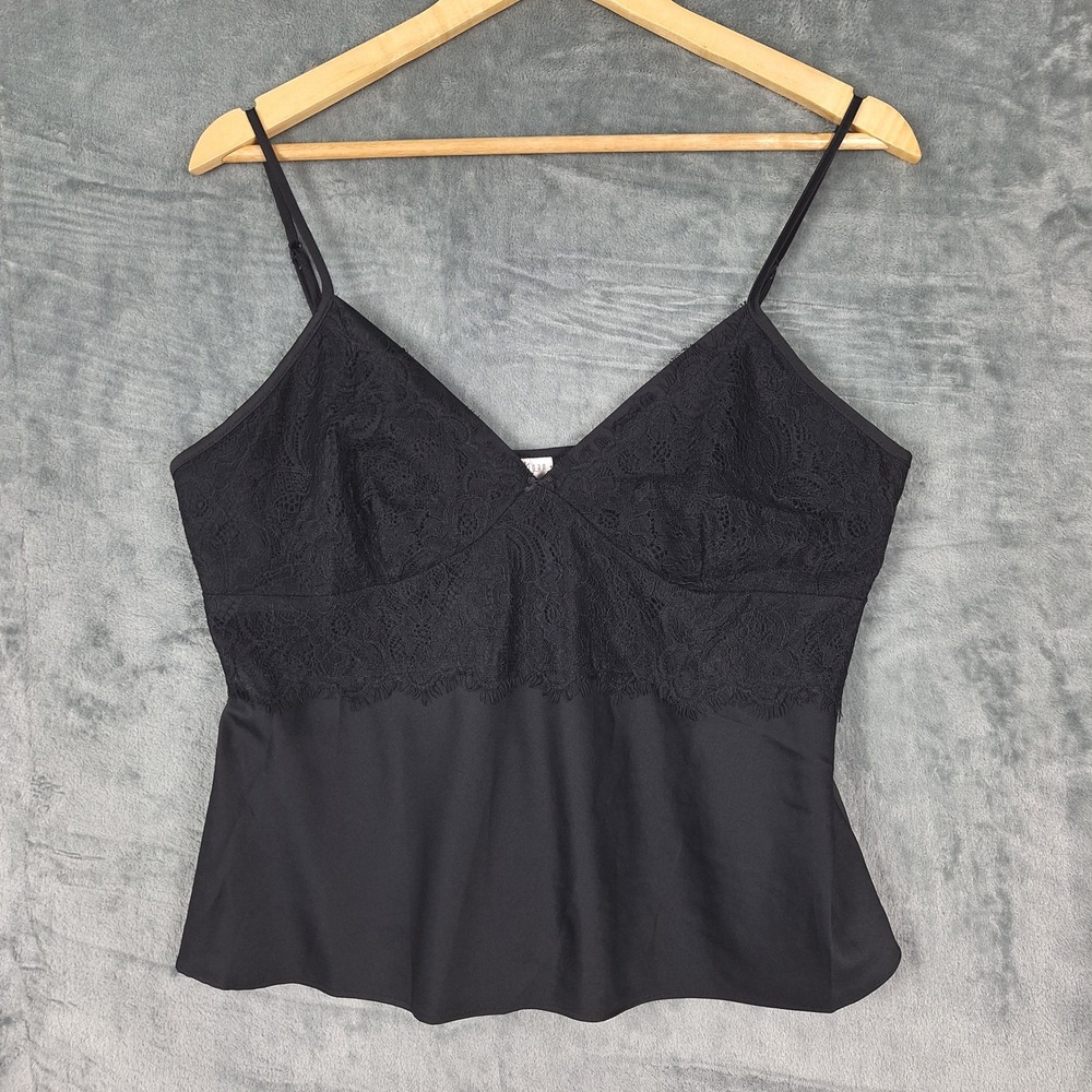 Womens Top Large Black Babydoll Y2K Floral Lace Fairy Grunge Whimsygoth Coquette